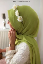 Hijab mousseline vert pomme – Image 2