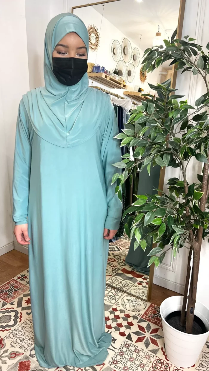 Box For Sister - Robe De Prière Femme Avec Hijab Cousu - Élégante Et Pratique En Polyester