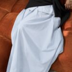 JUPE POP COTON BLEU CIEL