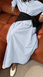 JUPE POP COTON BLEU CIEL