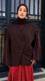 BLAZER SANS MANCHES MARRON