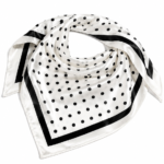 Carré de soie imprimé à pois – Blanc