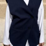 BLAZER SANS MANCHES BLEU MARINE