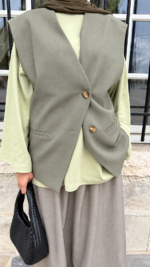 BLAZER SANS MANCHES VERT