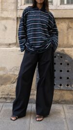 PANTALON BARREL BLEU MARINE