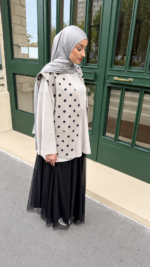 BLAZER SANS MANCHES POIS TAUPE – Image 2