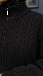 PULL MAILLE ZIP NOIR