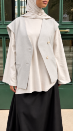 BLAZER SANS MANCHES GREIGE