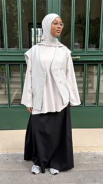 BLAZER SANS MANCHES GREIGE – Image 3
