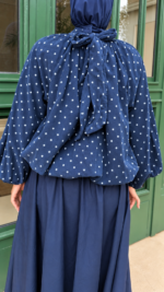 BLOUSE DOTTIE BLEU MARINE – Image 2