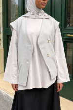 BLAZER SANS MANCHES GREIGE